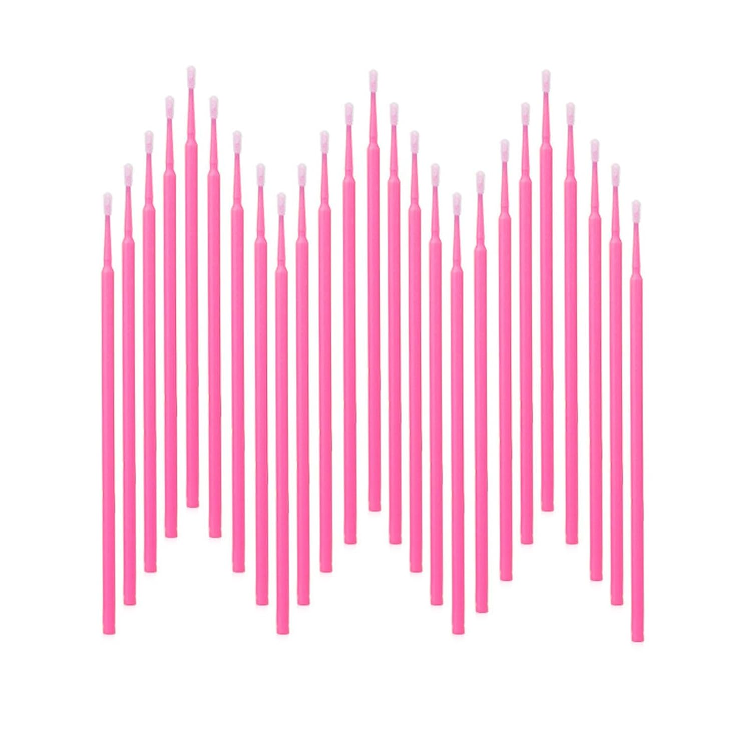 1200PCS Microswabs for Eyelash Extensions，Micro Applicators Brush for Cleaning and Applying Make-up Pink (Head Diameter: 2.0mm)