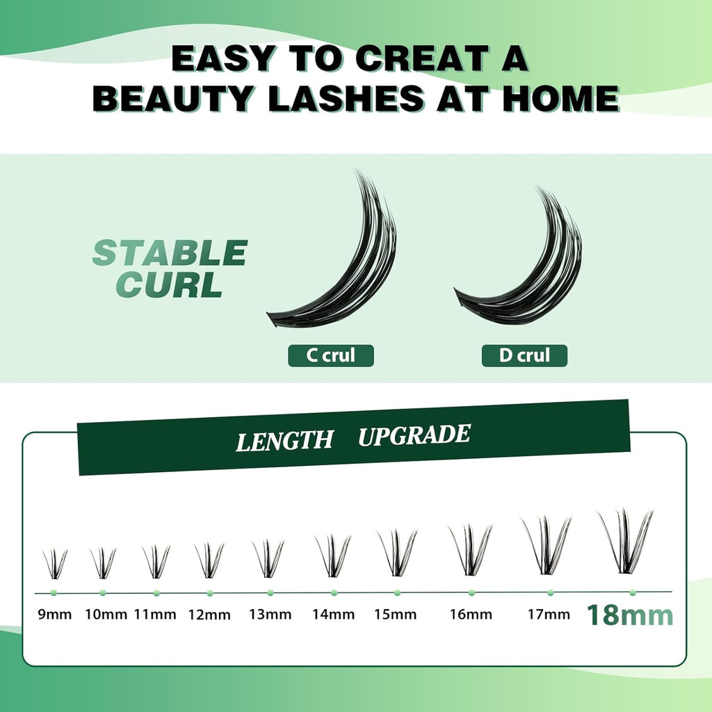 Lash Clusters 300pcs Individual Lashes 40D 0.07D Curl 12mm DIY Eyelash Extension KEYYOU Large Tray Volume Soft&Natural Eyelash Clusters(40D-0.07D,12）