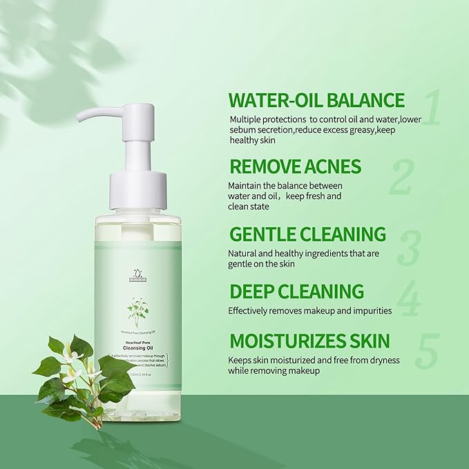 Cleansing Oil Cleanser for Face, Makeup Remover Oils for Melting Blackhead Eye Face, Gently Korean Facial Cleanser for Sensitive Skin, Deep Cleansing Makeup Oils for Women Korean Skin Care (HEARTLEAF)
