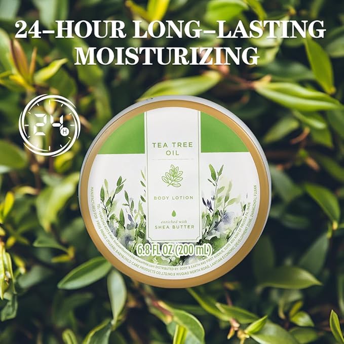 Princess Belle Tea Tree Oil Lotion, Shea Butter Body Lotion for Women and Men Dry Skin, Deep Moisturizing, Hydrating and Softening, Smell Good, 200ml(6.8floz)