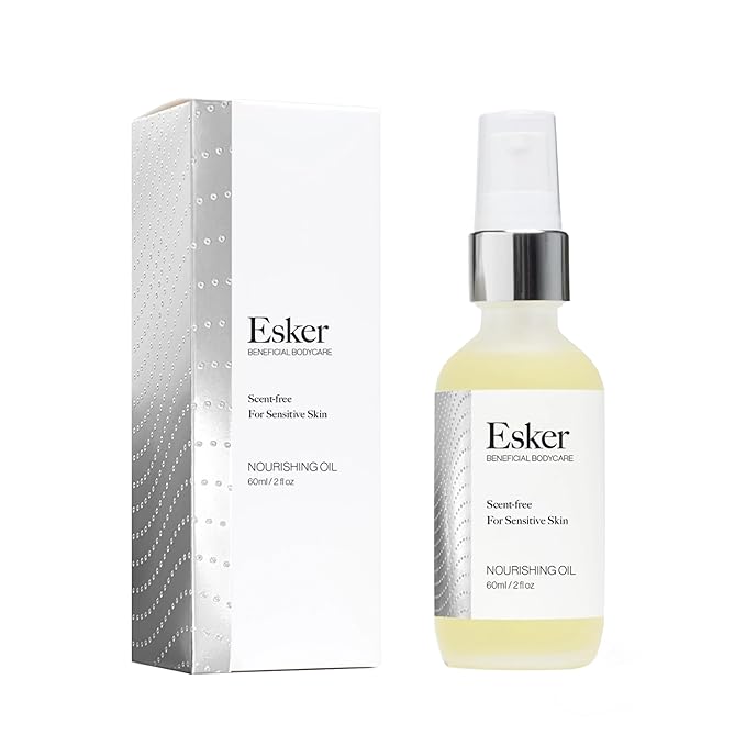 ESKER Nourishing Body Oil For Sensitive Skin Formulated to Hydrate and Retstore Dry Skin Infused with Prickly Pear Oil | Unscented | Vegan | Cruelty-Free Clean Beauty (2 fl oz | 60 ml)
