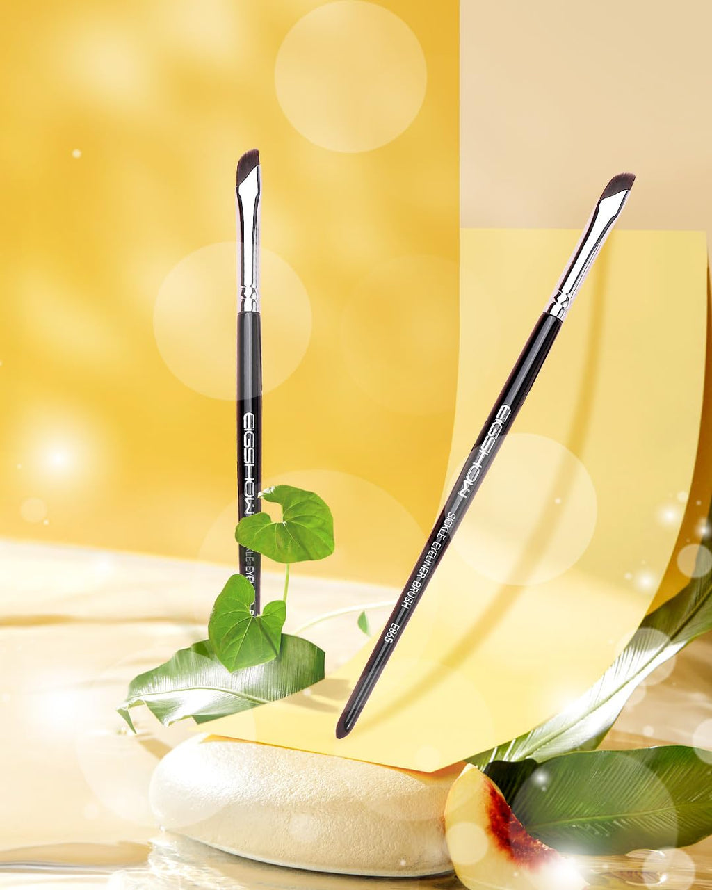 EIGSHOW Eyeliner Brush Gel Eyeliner Makeup Brush for Precise Eye Liner Eyebrow Eyelid Ultra Thin with Curved Bristle (E865 2Pieces)