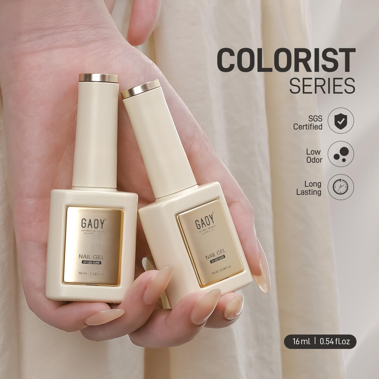 GAOY 16ml Builder Base Gel, Jelly Rubber Base Nail Gel Nude Sheer Pink, 3-in-1 Soak Off UV Light Cure Nail Strengthener, 01 Lush Nude