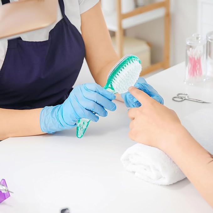 4 Pcs Foot Brush for Shower with Handle 2 in 1,Ooloveminso Large Foot Pumice Stone Brush Scrubber Foot File Calluses Remove Suitable for Horniness Foot Spa,Foot Care Smooth Skin (Green&Transparent)