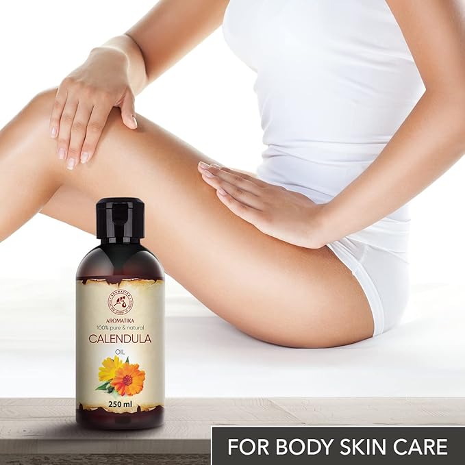 Calendula Oil 8.5 Fl Oz (250ml) - Calendula Officinalis Flower Extract – Infused - Almond Oil Base - 100% Pure & Natural - Marigold Oil – Benefits for Skin, Nails, Hair, Face, Body
