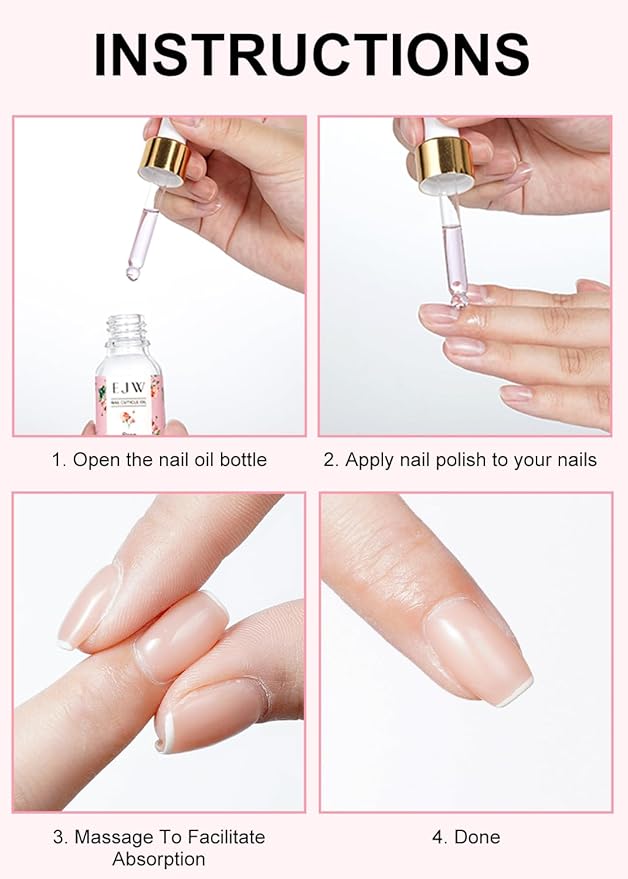 EJW Cuticle Oil for Nails, Rose and Milk Honey, Improves Hangnails and Hand Lines, Contains Vitamin E and Jojoba Oil, Natural Ingredients
