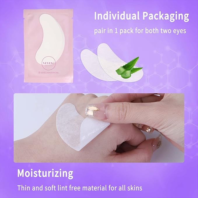 VEYES INC 50 Pairs 100% Natural Aloe Extract Under Eye Gel Pads Hydrogel Eye Patch For Eyelash Extension Lint Free Lash Extension Supplies & Beauty Tools