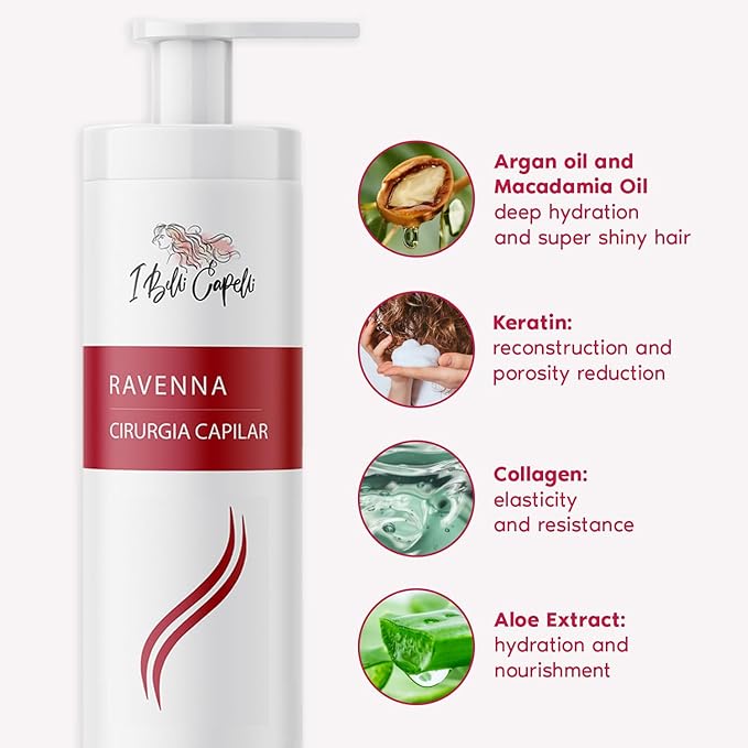 Ravenna Professional Keratin Hair B-tox -Cirugia Capilar para el Cabello, Smoothing, B-tox Hair Treatment, Celulas Madres Para el Cabello-Straightener System 3x1L 105.8oz