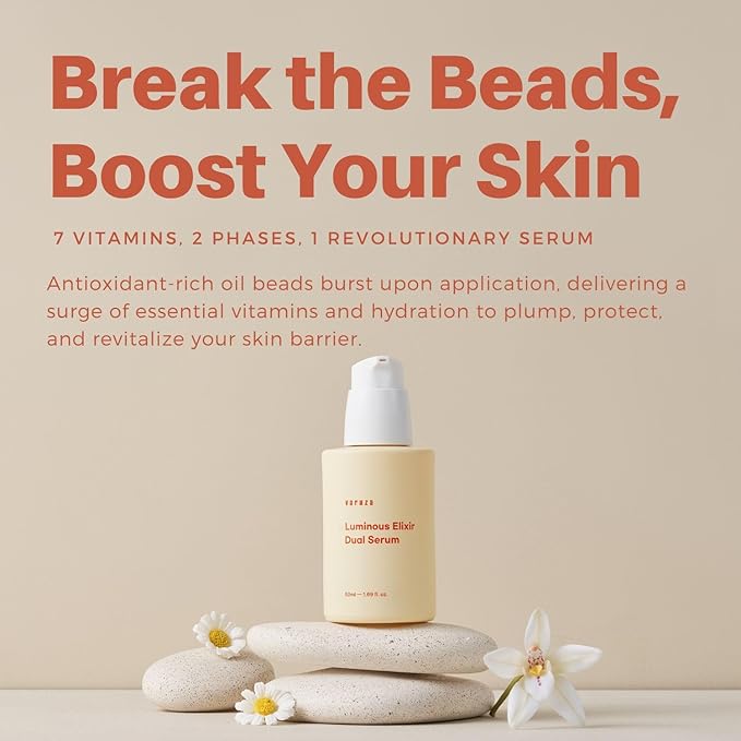 Luminous Elixir Dual Serum Vita 7 Complex 5% Vitamin K3 Face Serum Hyaluronic Acid & CoQ10 Sea buckthorn oil Pullulan Hydrating & Skin Barrier Repair Anti-Redness Vegan Korean Skincare 50ml