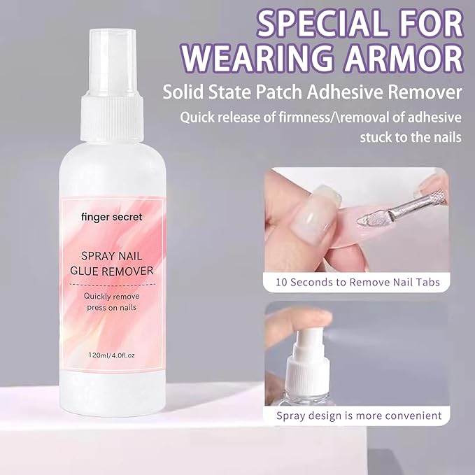 Solid Nail Glue Remover for Press on Nail, Nail Tips Glue Remover with Cuticle Pusher Nail File Dip Remover Ghinestone Glue Remover Nail Tips Glue Press on Nails Remover nail glue remover debonder