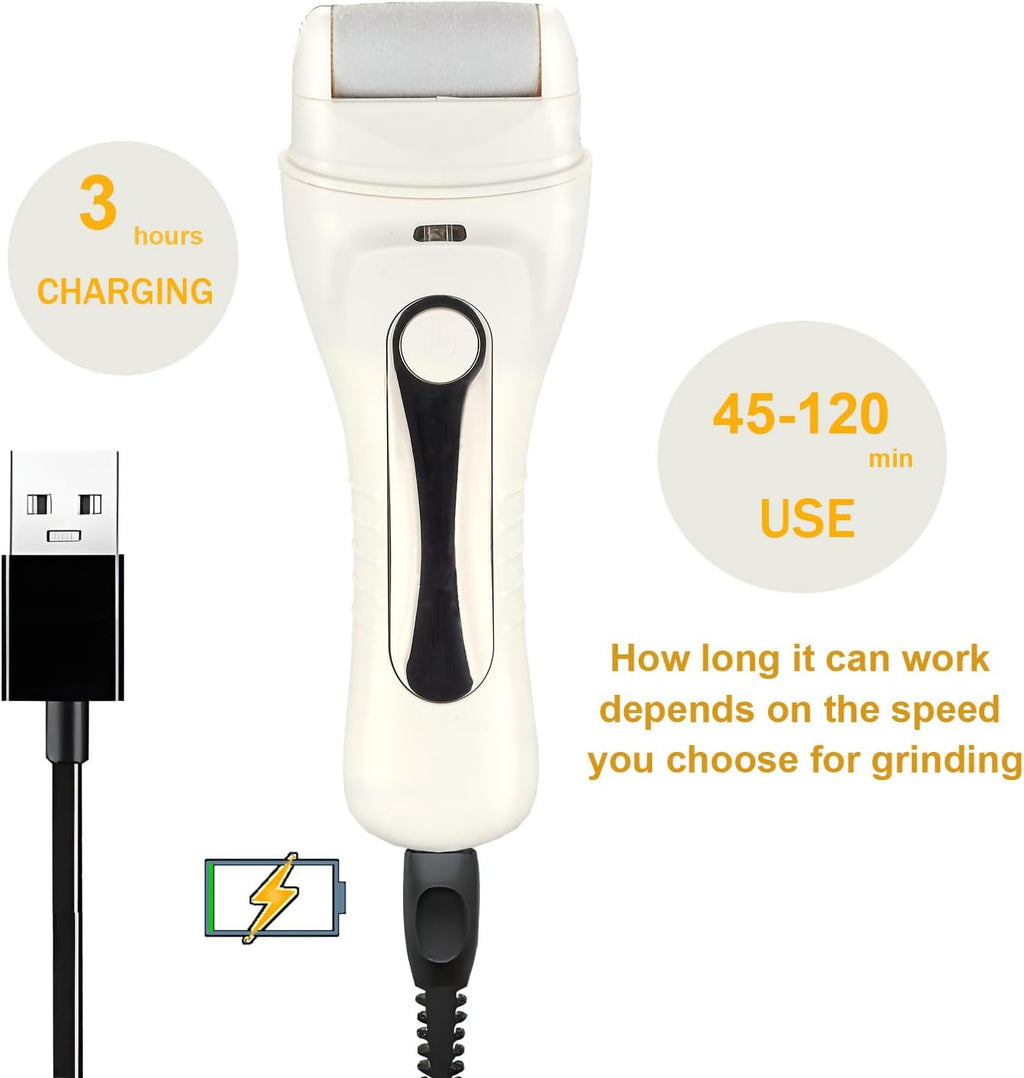 Electric Callus Remover for feet - FSA Eligible - Portable Rechargeable Electric Foot Files with 3 Heads - Pedicure Kit for Dry Dead Hard Cracked Skin
