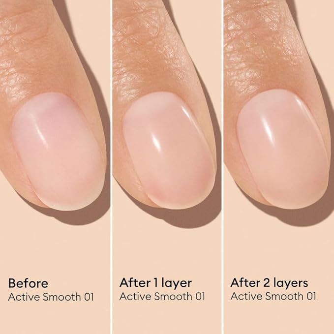 Manucurist Active Smooth 01 Nail Concealer Polish & Care - 2 in 1 Nude Nail Polish : Nail Strengthener and Growth - No Lamp - Nail Concealer - Ridge Filler for Nails - Beige Finish