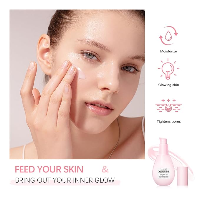 Watermelon Niacinamide Highlighting Serum - Illuminating Makeup Primer & Facial Serum with Hyaluronic Acid - Moisturizing, Lightweight & Priming for Glowing Skin Care (75ml)