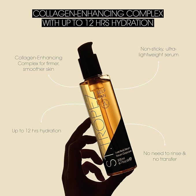 St.Tropez Luxe Body Serum,5-in-1 Collagen Enhancing Self Tan,Niacinamide,Hyaluronic Acid,Vitamin C & E,Vegan,Natural & Cruelty Free,6.7 Fl Oz