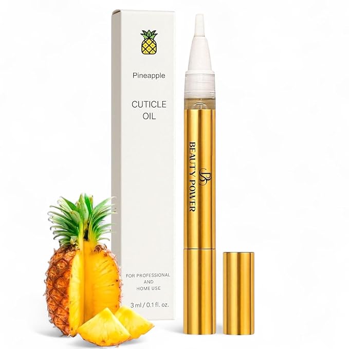 Nail Oil Cuticle Pen - Pineapple - Nail Strengthener & Growth Serum with Vitamin A, D, E, B5, Grapeseed & Natural Oils - Repair for Brittle, Peeling, Thin Nails - Twist Brush Pen