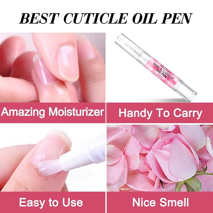 Lagunamoon Cuticle Oil Pen for Nail Nail Oil for Nail Care & Nail Growth - Nourish, Soothe & Moisturize Damaged Nails - Rose, 5 ml