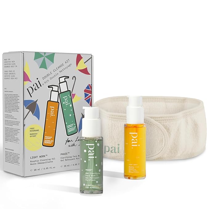 Pai Skincare London | DOUBLE CLEANSE - FROM LONDON WITH LOVE Beauty Gift Set. Organic Face Wash, Makeup Remover & Headband, Suitable for Sensitive Skin & All Skin Types. Made In London.