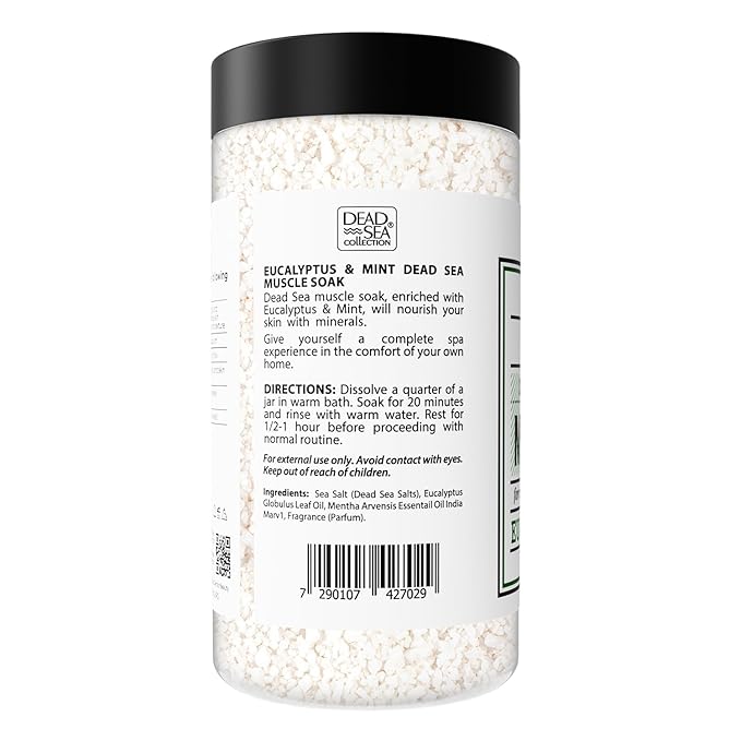 Dead Sea Collection Bath Salts for Men with Eucalyptus & Mint Oils - Muscle Recovery Bath Soak – Mens Pure Dead Sea Salt for Soothing and Relaxing - 37 Oz