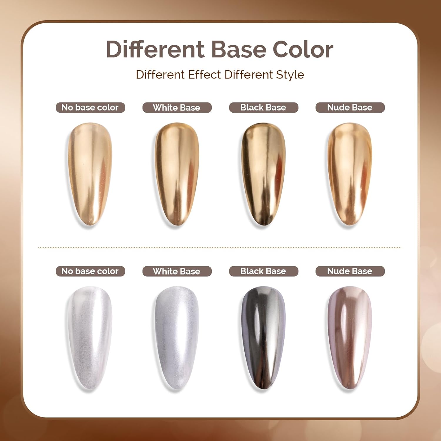 MelodySusie 2Pcs Chrome Nail Powder for Gel Nails,Metallic Mirror Effect Pigment Stylish and Technological Fine Glitter for Home DIY Salon Use