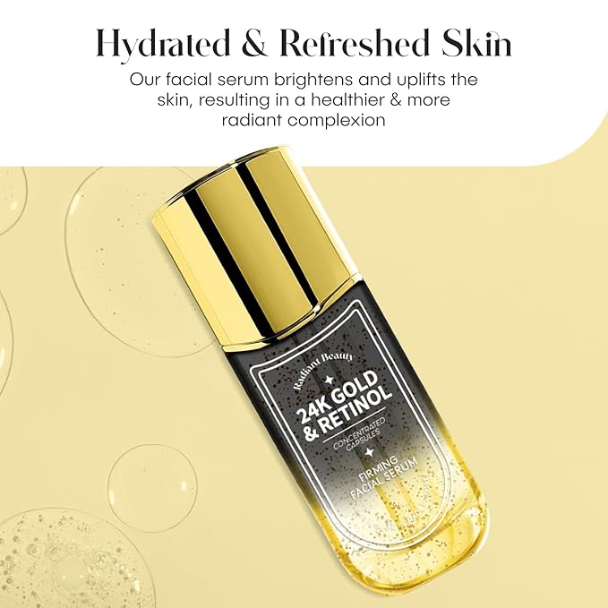 24K Gold & Retinol Firming Serum - Moisturizing, & Protecting - Reduces Dark Spots & Wrinkles - Dermatologist Tested, Korean Skin Care - 1.69 FL.OZ.