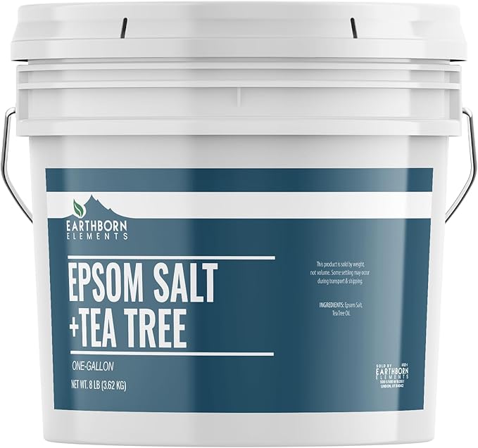 Earthborn Elements Tea Tree Epsom Salt (1 Gallon) Pure & Undiluted, Soothing Aroma