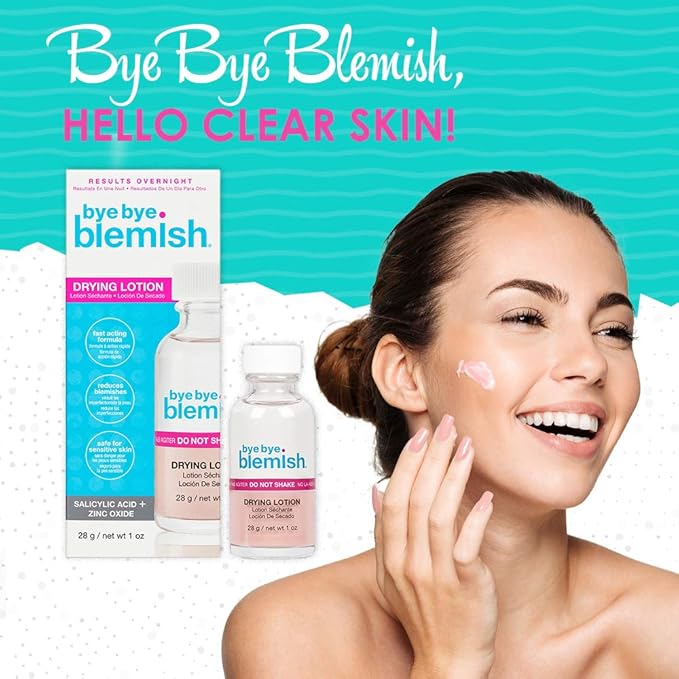 Bye Bye Blemish Acne Drying Lotion, Reduce Pimples Overnight, On-the-Spot Pimple Treatment, Beauty Skincare Essential - 1oz. (3 Pack)