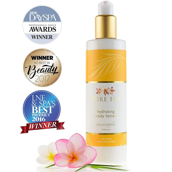 PURE FIJI Body Lotion Hydrating - Moisturizing Lotion for Dry Skin with Coconut Milk and Vitamin E, Organic Body Lotion For Women and Men, Pineapple Scent, 12 oz