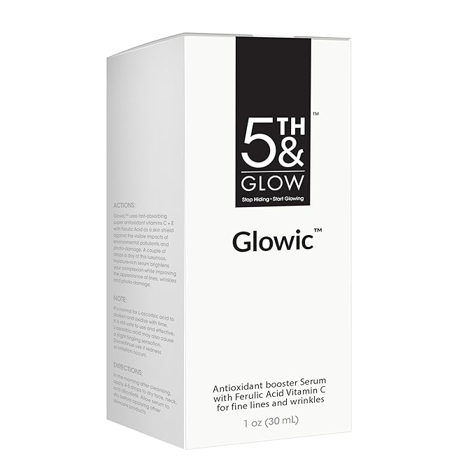 5th & Glow Glowic Anti-Aging Serum for Women – Antioxidant Serum for Face - Contains Hyaluronic Acid and Vitamin C – Reduces the Appearance of Dark Spots, Fine Lines, and Wrinkles, 1 oz