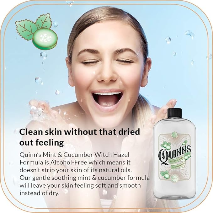 Quinn’s Alcohol Free Witch Hazel with Aloe Vera 16 Ounce (Cucumber & Mint)