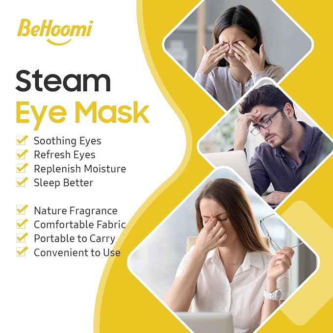 Steam Eye Mask, 10 Packs Heated Eye Mask, Self Heating Disposable SPA Warm Compress for Eyes Sleep Mask, Soothing Moist Heat Eye Masks, Travel Essentials & Relaxation Gifts (Chamomile Scent)