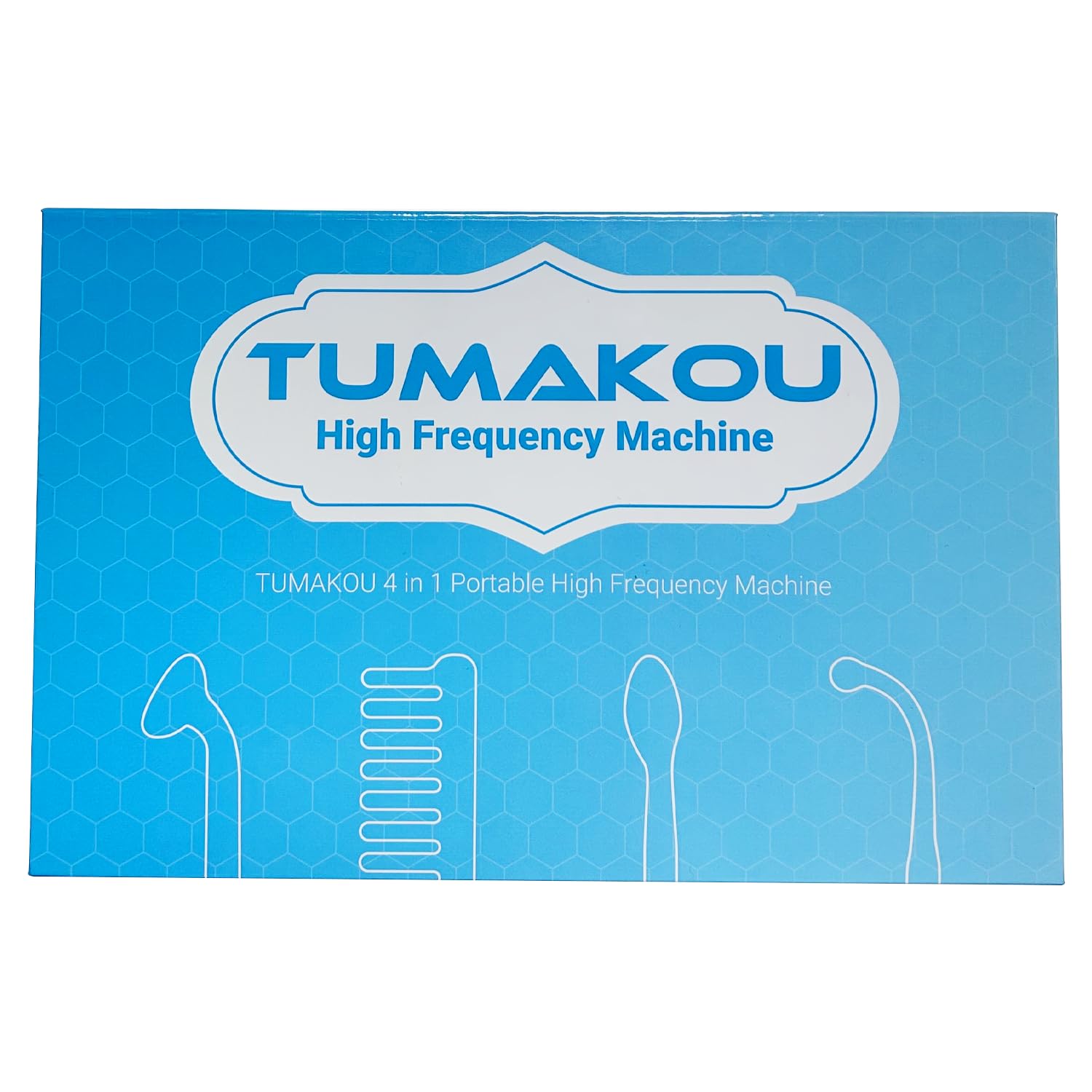 High Frequency Facial Wand - TUMAKOU Portable Handheld Blue High Frequency Facial Machine - 4 Different Blue Glass Tubes for Skin