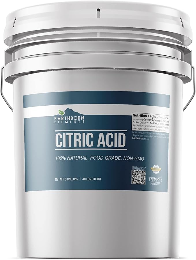Earthborn Elements Epsom Salt and Citric Acid Bundle, 5 Gallons Each, Food Safe, Skin Care