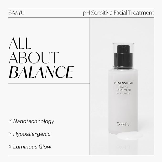 SAM'U pH Sensitive Facial Treatment – Nourishing, Hydrating Facial Treatment with Ceramides – Korean Skin Care Treatment Face Serum – 1.69 Fl Oz