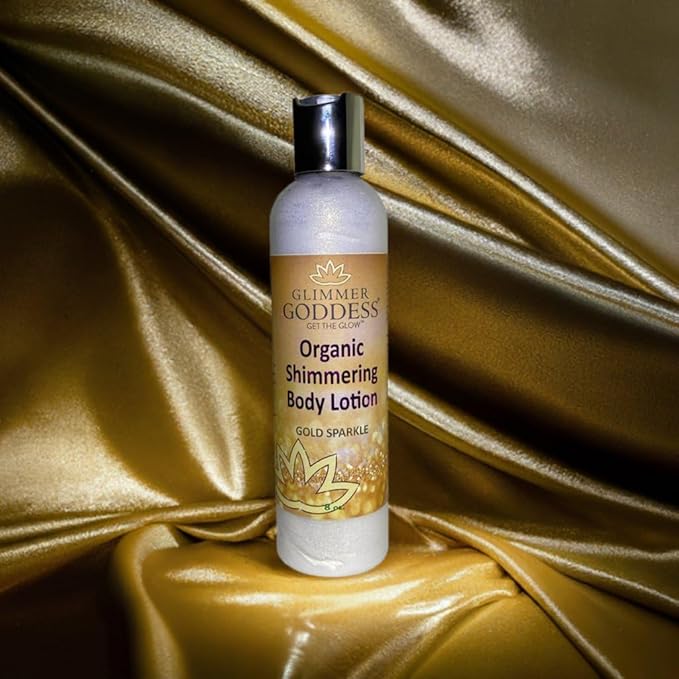 GLIMMER GODDESS Organic Body Shimmer Lotion - Super Level 3 Gold Body Shimmer, 8 oz
