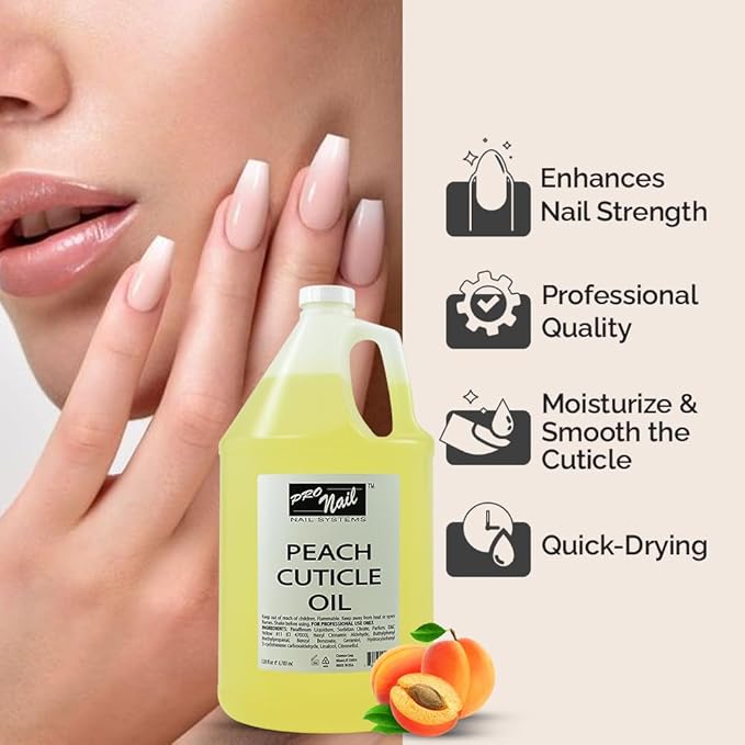 PRO NAIL - Cuticle Revitalizing Oil for Nails, Peach, 128 Oz - Professional Strength, Pedicure and Manicure - Moisturizes and Strengthens Nails and Cuticles - Soothing and Nourishing, Bulk