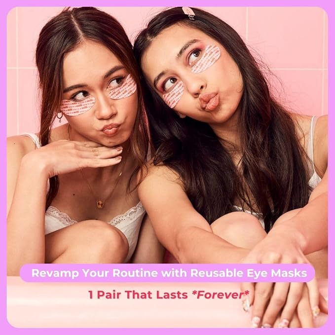 Milli Under Eye Mask to Treat Dark Circles, Wrinkles, and Puffy Eyes, 1 Pair of Original Pink Reusable Silicone Eye Patches with Tin Case