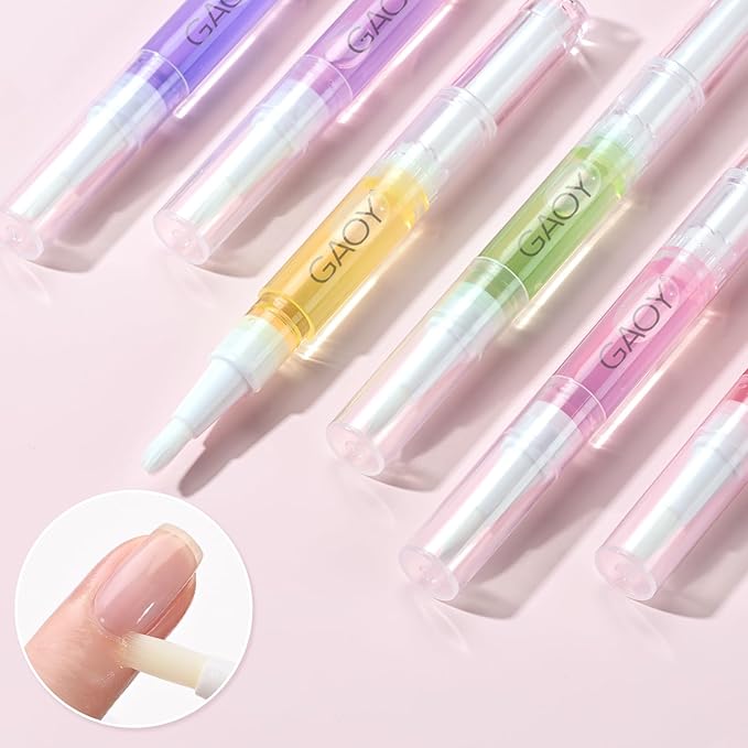 GAOY Cuticle Oil Pen Set, 6Pcs Manicure & Pedicure Accessories with Vitamin E for Nourished and Revitalized Nails, Professional Nail Growth Treatment & Repair Kit