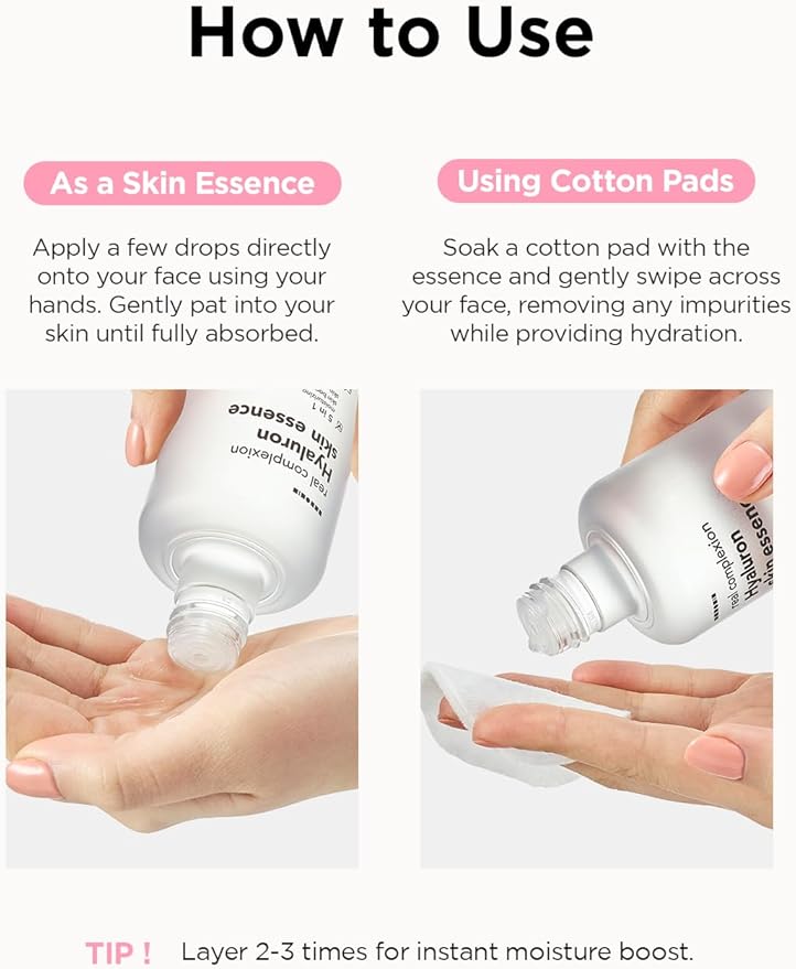 Hanskin Real Complexion Hyaluronic Skin Essence, Hydrating Toner for Dry, Dull, Sensitive Skin - Hyaluronic Acid Collagen Moisturizing Purifying Paraben-Free Korean Skincare for Face [5.07 fl. oz.]