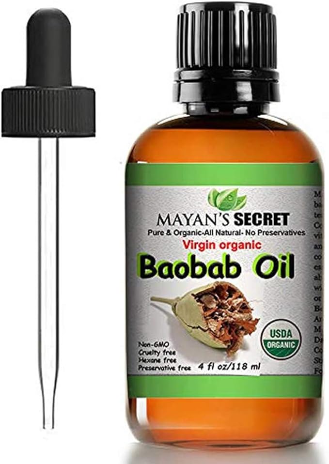 Mayan's Secret Pure Carrier and Essential oils for Skin Care, Hair, Body Moisturizer for Face-Anti Aging Skin Care (Baobab Oil Organic, 4oz)