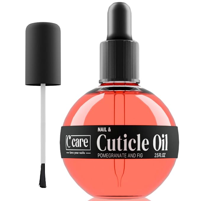 C CARE Pomegranate and Fig Cuticle Oil For Nails - Repairs Cuticles Overnight - Moisturizes and Strengthens Nails and Cuticles - Dropper & Brush included - 2.5oz