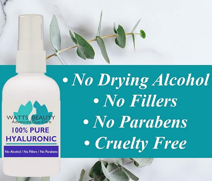 Anti Aging Wrinkle Serum of 100% Pure Hyaluronic Acid for Face and Body - No Alcohol, 1 oz.