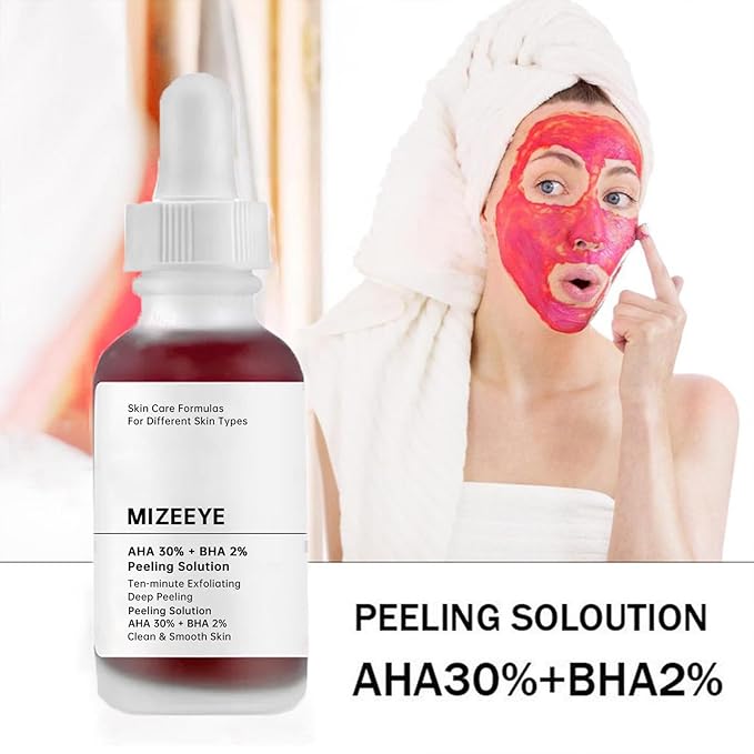 Peeling Solution 30ML, AHA 30% + BHA 2% Anti Acne Serum For Face, 2 PCS Exfoliating Facial Serum, Reduces Pore Congestion & Fine Line.