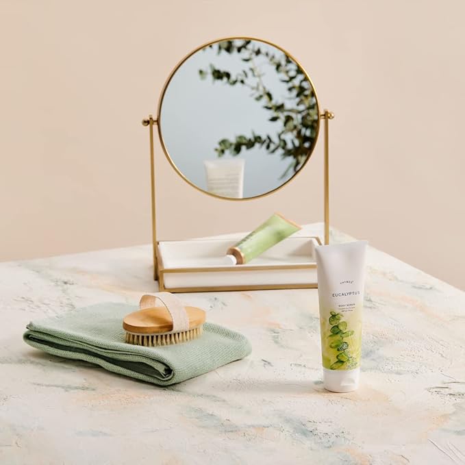 Thymes Exfoliating Body Scrub Infused with Hydration-Boosting Hyaluronate & Jojoba Beads - Moisturizing Body Scrubs for Women & Men - Perfect Self Care Gifts for Women (Eucalyptus, 7 fl oz)