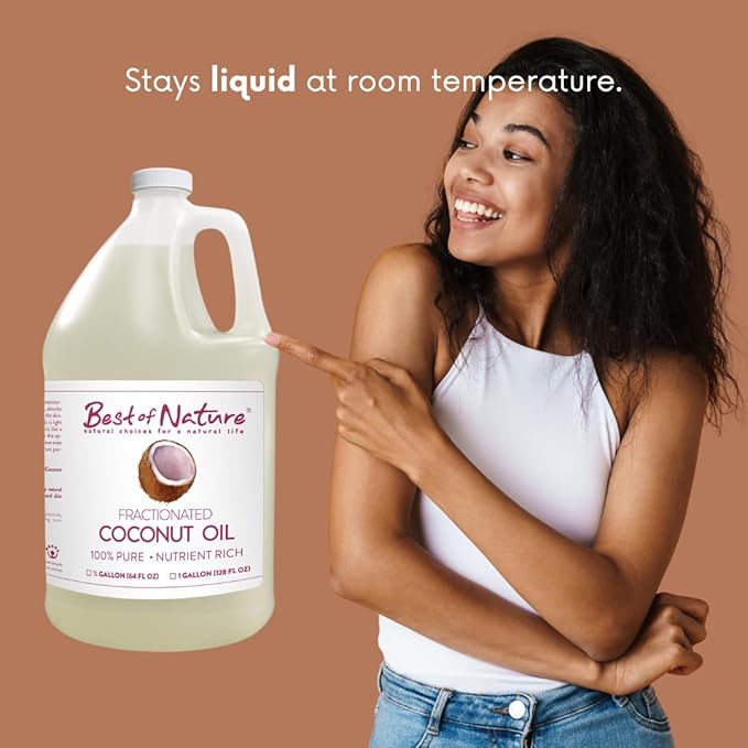 Best of Nature 100% Pure Fractionated Coconut Oil - Liquid MCT Massage & Body Oil, Unscented Moisturizer for Hair, Skin, Face, Aromatherapy Carrier for Essential Oils, 5 Gallon Pail (640 fl oz)