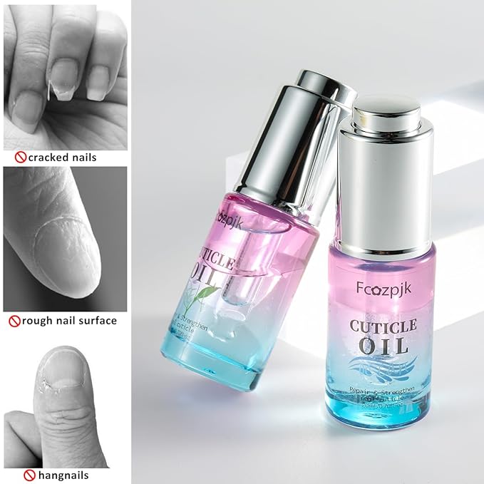 Revitalizing Cuticle Oil, 2PCS Cuticle Oil for Nails, Green Tea & Ocean Scent, Moisturizes Strengthener Oil Dry Nail Treatment Repair Cuticles, With Vitamin E Nail and Cuticle Oil 1.4 Fl Oz