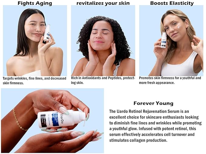 Uardo Forever Young Anti-Aging Serum 1 Fl Oz / 30 ml - usn103 | For Wrinkles, Fine Lines | Increases Skin Firmness | With Antioxidants & Peptides | For Women and Men