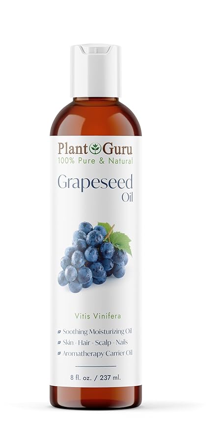 Grapeseed Oil 8 oz. Cold Pressed 100% Pure Natural Carrier For Skin, Body, Face, and Hair Growth Moisturizer. Great For Creams, Lotions, Lip balm and Soap Making.