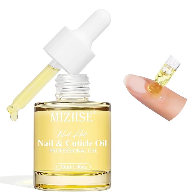 MIZHSE 30ml Cuticle Oil for Nails, Nail Oil Cuticle Hydrating Oil for Repairing Cuticles and Thin Nails, Including Vitamin E Jojoba Coconut Oil, Sweet Almond Care Moisturizing Soothing Nourishing Oil