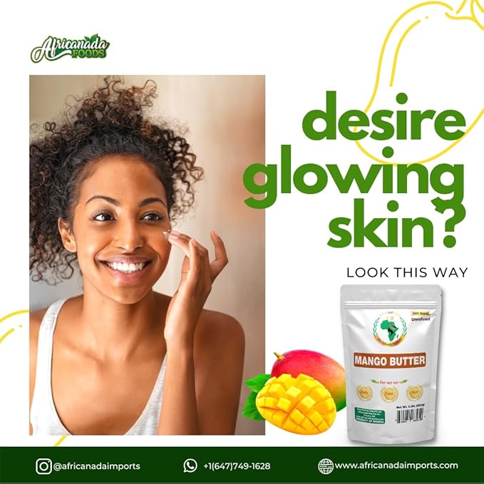 Authentic Raw Mango Butter | Butter | For DIY Face, Body, Hands | Unrefined | 100% Pure| Creamy | Organic from Africa | Resealable Bag | 0.5 LB (230g)