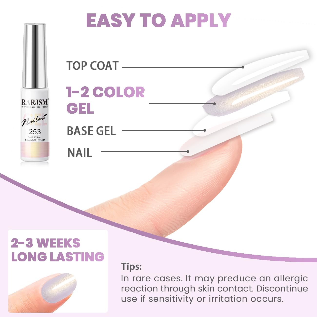 RARJSM Pearl Gold Gel Liner Nail Art Pearlescent Milky Light Purple White Golden Shell Glitter Swirl Effect Gel Nail Polish 8ml Build in Thin Brush Painted Drawing Striper Gelpolish Curing Requires